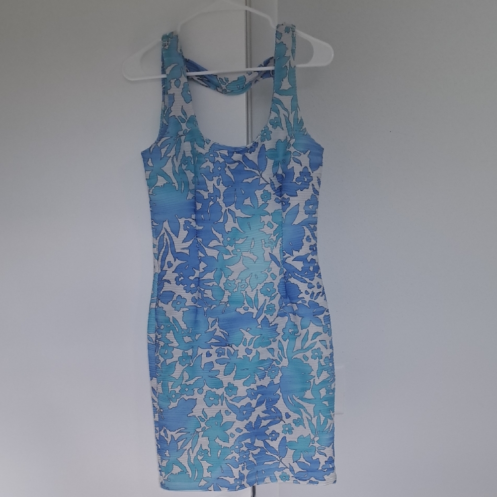 Floral Blue and White Dress
